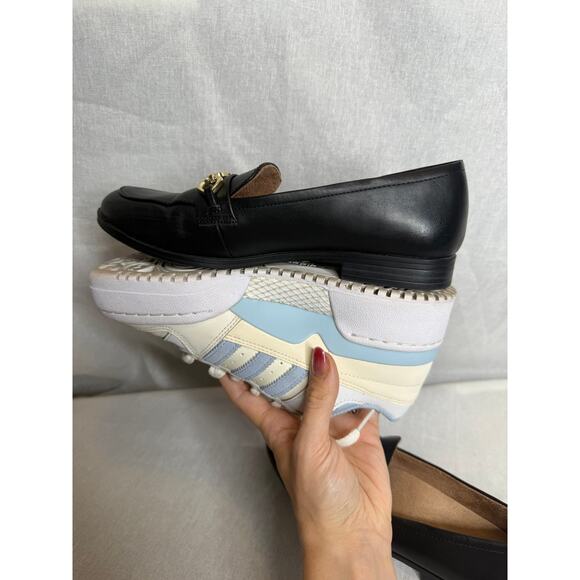 Natrualizer Loafer Low Heal Black Leather Gold Tone Chain Accent Slip On 6.5 - Picture 9 of 10